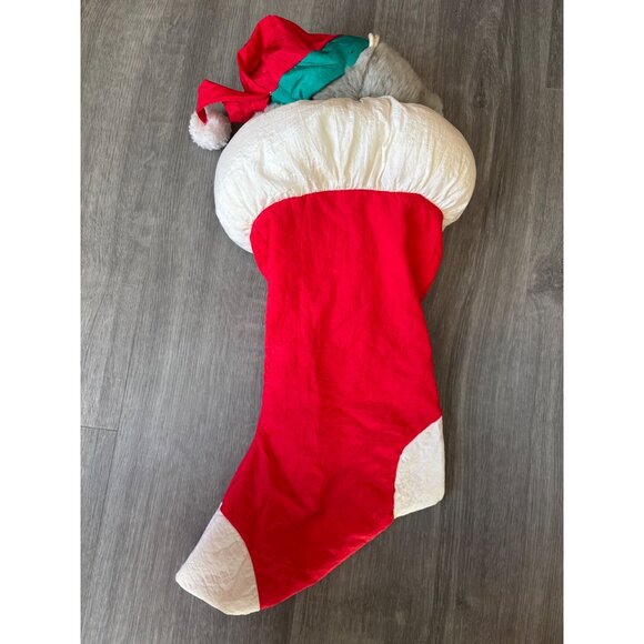 Vtg 1992 Good Stuff Nylon Parachute  Bear Christmas Stocking - Picture 4 of 6